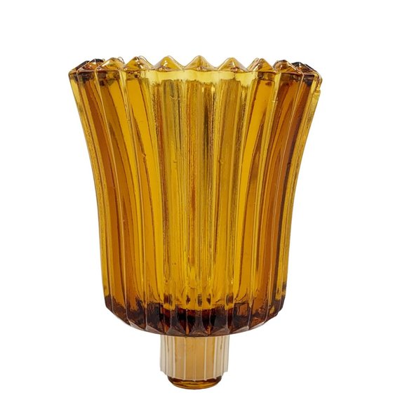 3 Homco Peg Votive Cup Candle Holder Amber Glass Ribbed Autumn Fall Home Decor - Picture 8 of 10